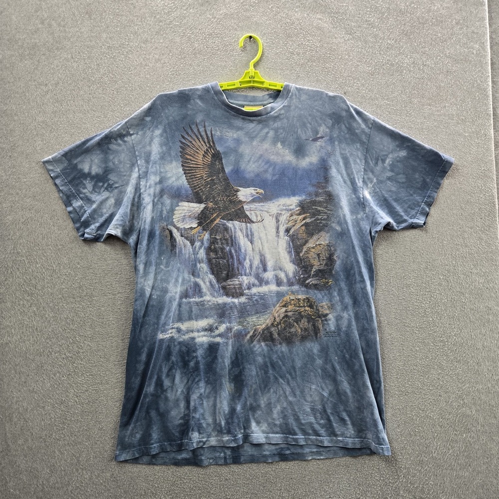VINTAGE The Mountain Men Shirt XXL Blue 90s USA Eagle Waterfall